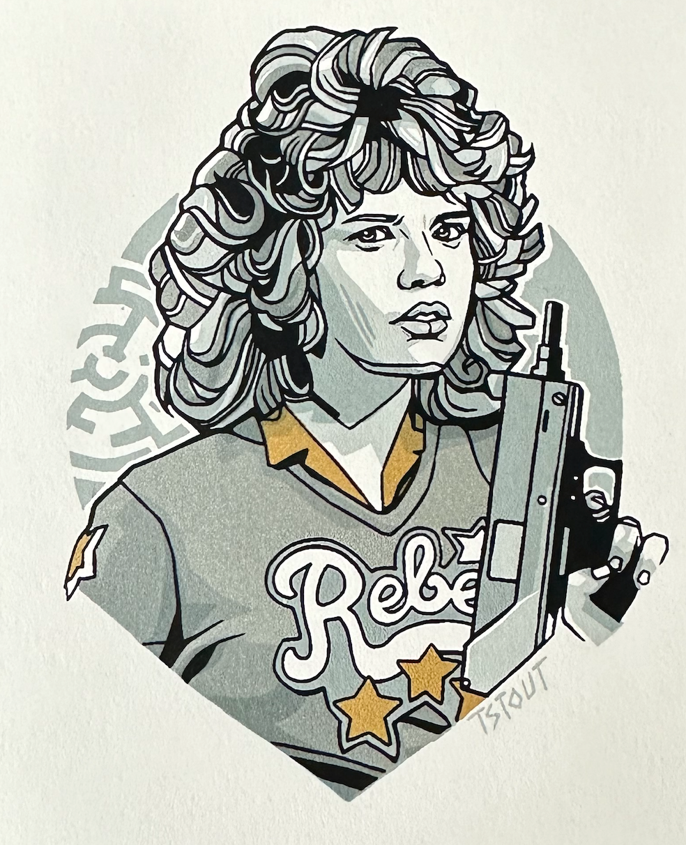 Tyler Stout – Pros and Cons Series VIII Samatha Belmont, 4 x 5 in, art print, image 3