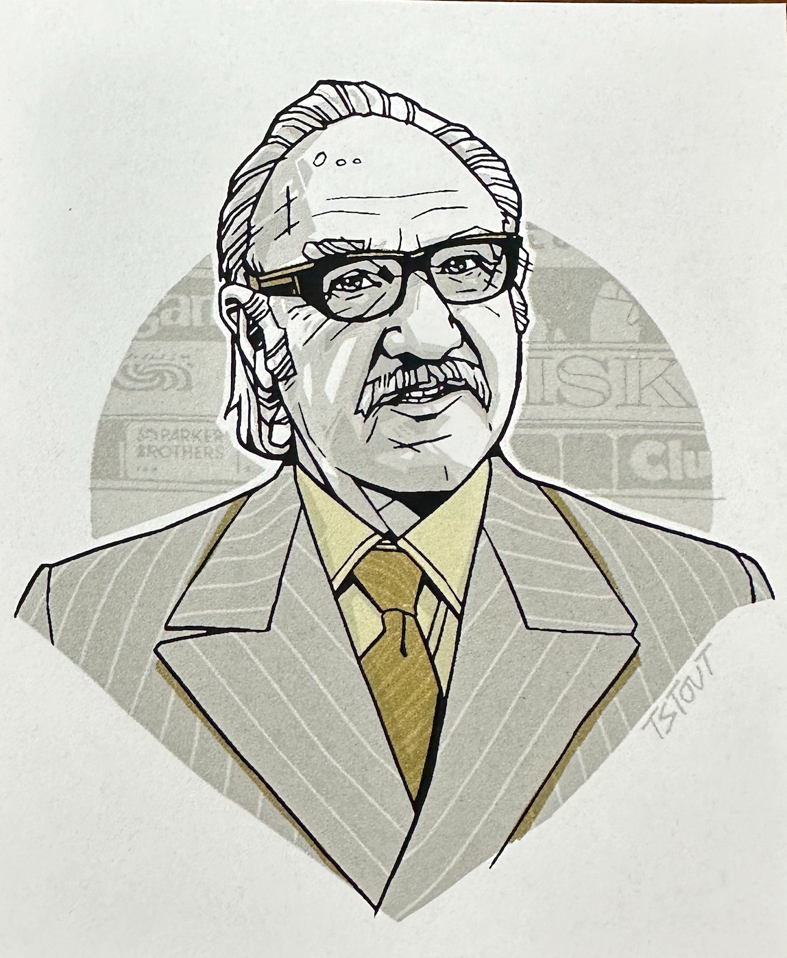 Tyler Stout – Pros and Cons Series XII Royal Tenenbaum Gold Handbill, 4 x 5 in, art print, image 3