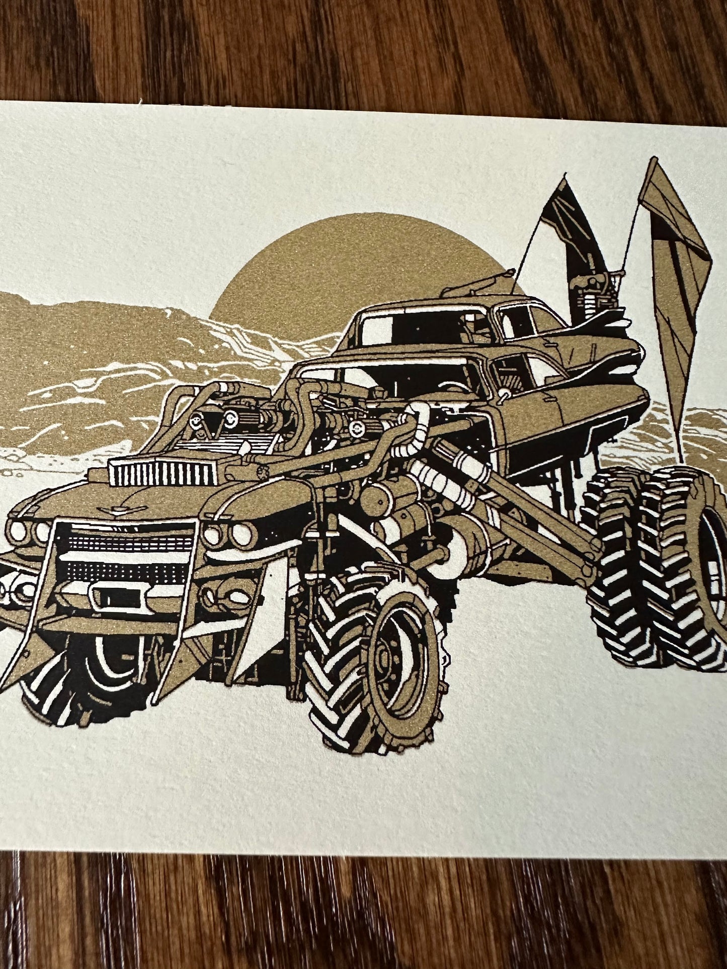 Tyler Stout - Mad Max Fury Road Vehicles Handbill 4x5 art print - detail image 2