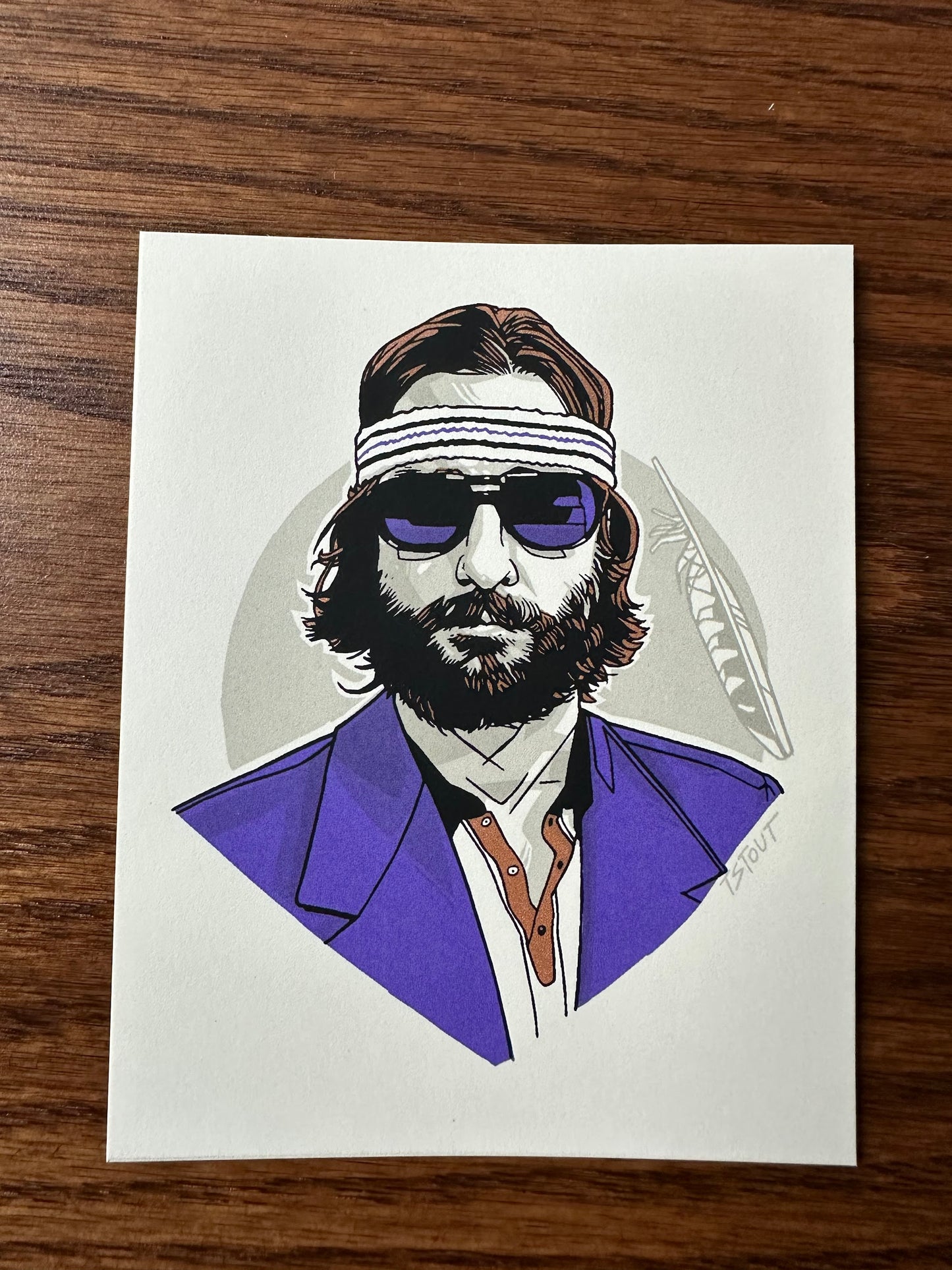Tyler Stout – Pros and Cons Series XII Richie Tenenbaum Purple Handbill, 4 x 5 in, art print