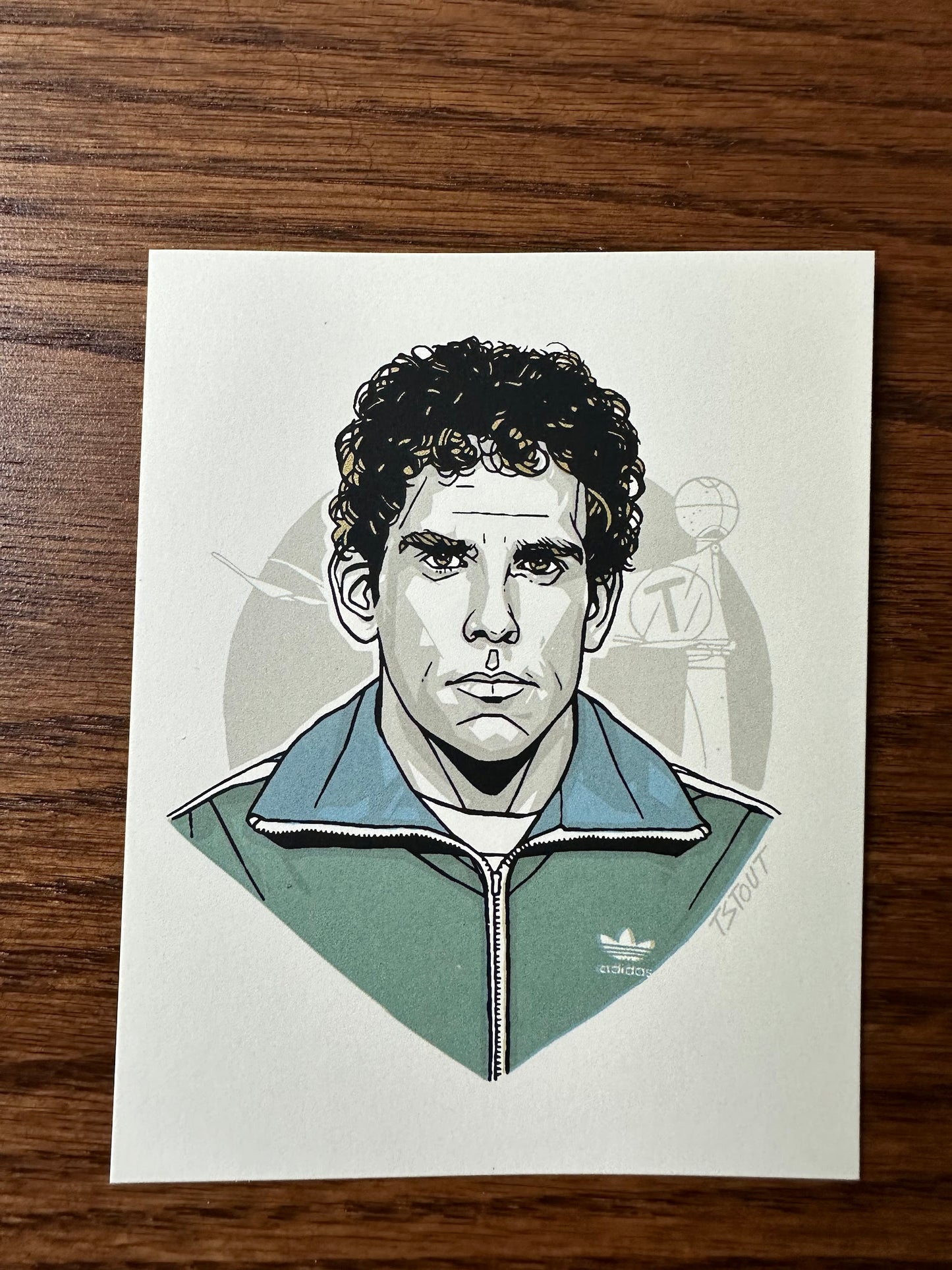Tyler Stout – Pros and Cons Series XII Chas Tenenbaum Green Handbill, 4 x 5 in, art print