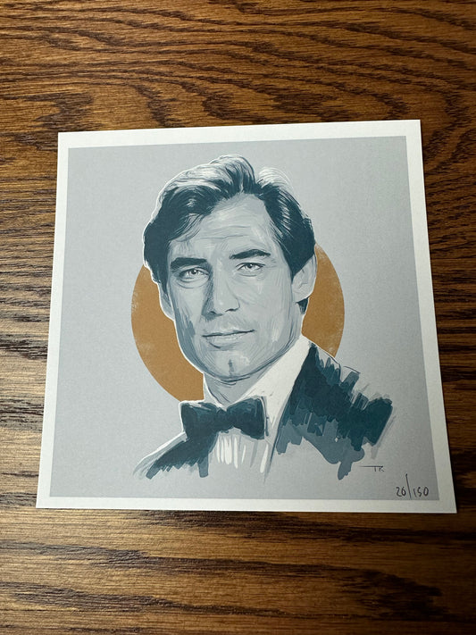 Tom Ralston – James Bond 007 Timothy Dalton Portrait, 6 x 6 in, art print