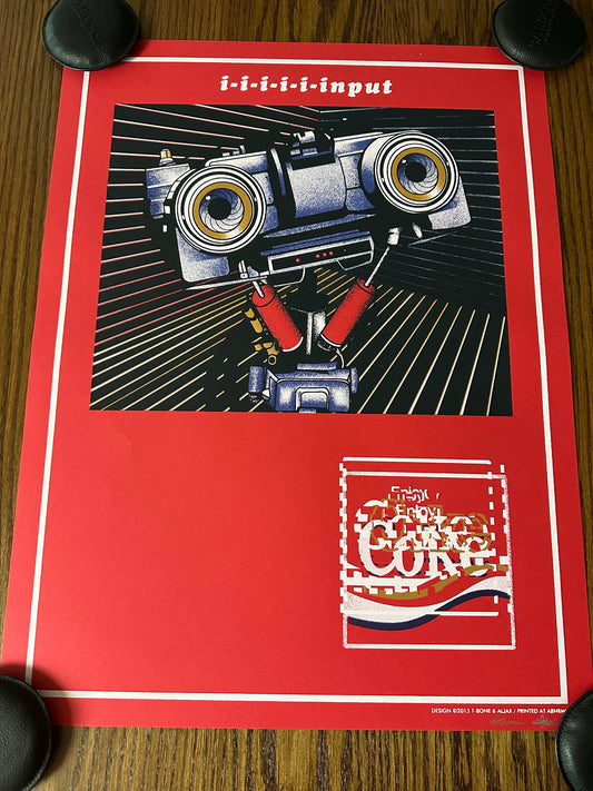 T-Bone & Ajax – Short Circuit Johnny 5 Coca Cola Ad, 19 x 25 in, art print