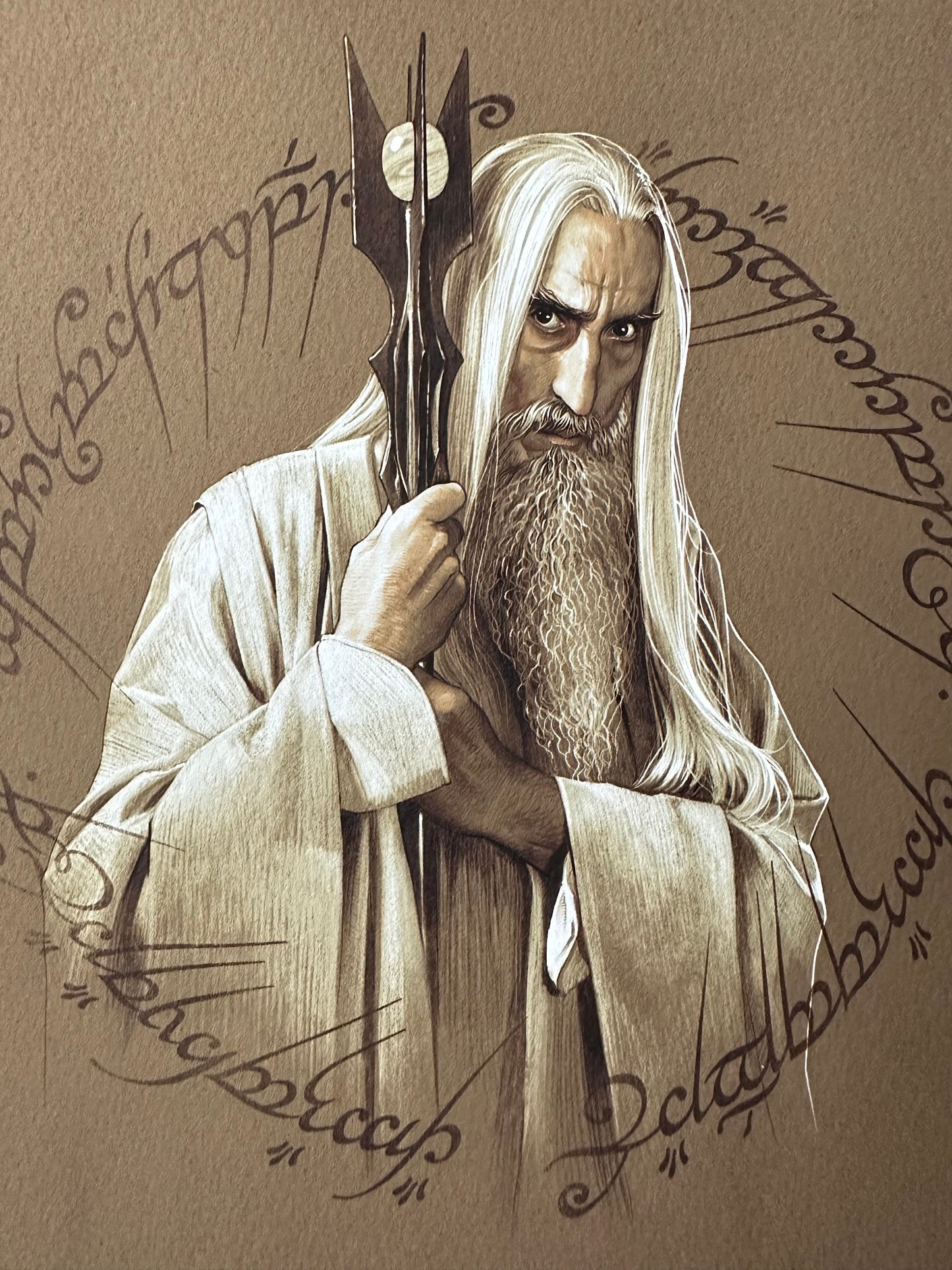 Phantom City Creative – Lord of the Rings Saruman Portrait, 8 x 8 in, art print, image 3