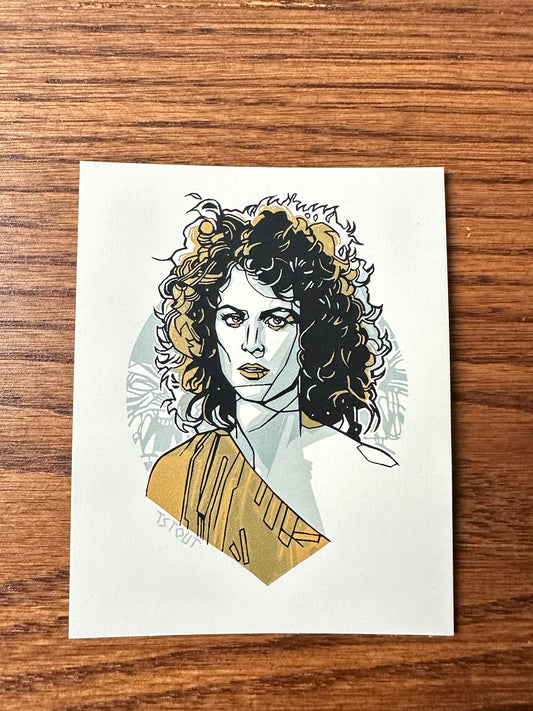 Tyler Stout – Pros and Cons Series IX Ghostbusters Dana Barrett Gold Handbill, 4 x 5 in, art print