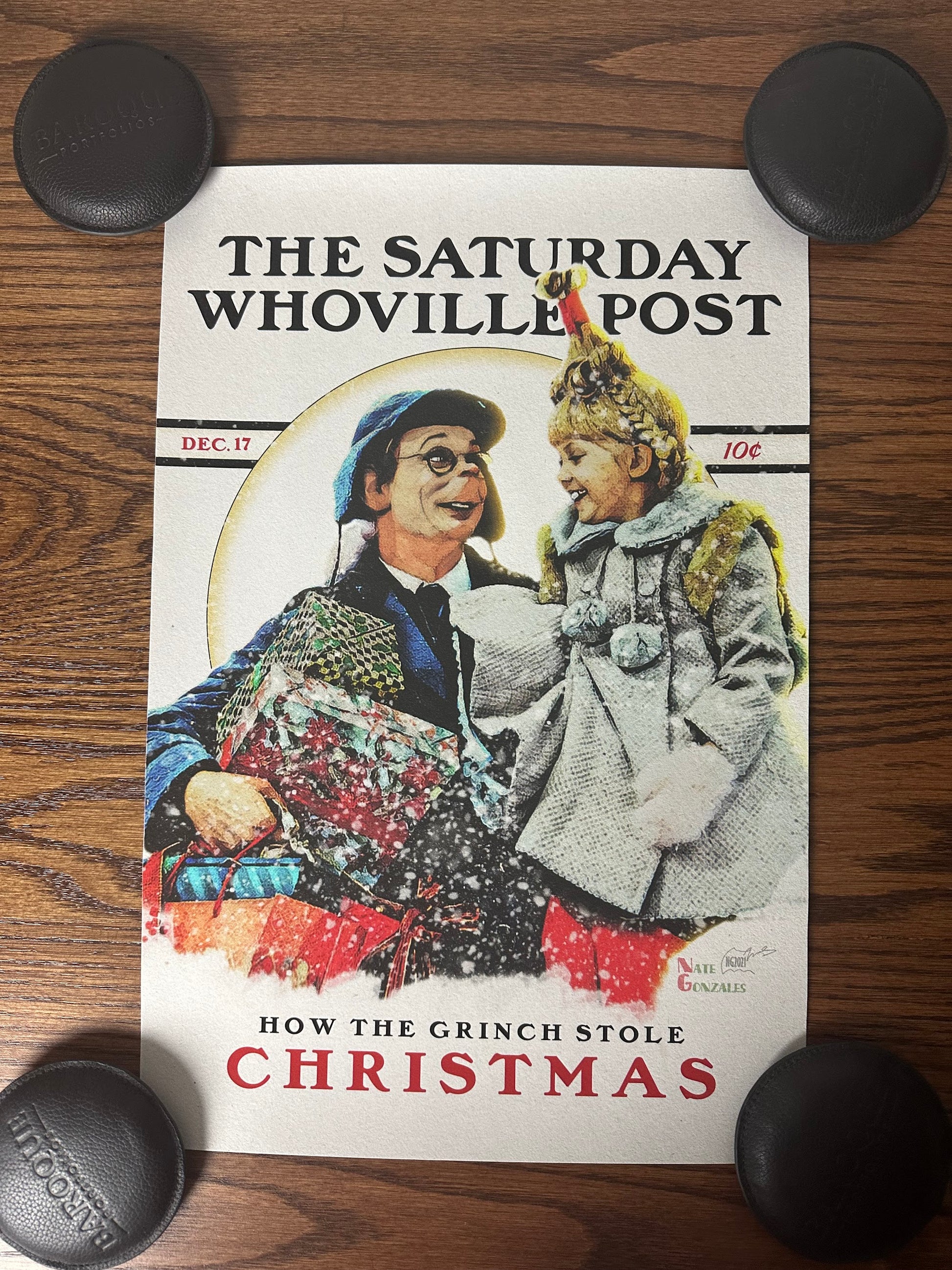 Nate Gonzales – The Saturday Whoville Post How the Grinch Stole Christmas, 12 x 18 in, art print