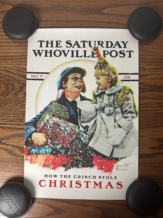 Nate Gonzales – The Saturday Whoville Post How the Grinch Stole Christmas, 12 x 18 in, art print