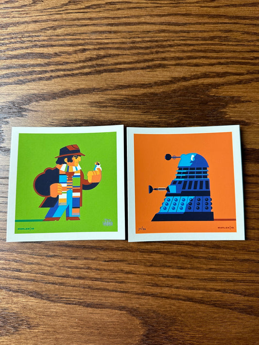 Tom Whalen – Doctor Who Set, 4 x 4 in, art print