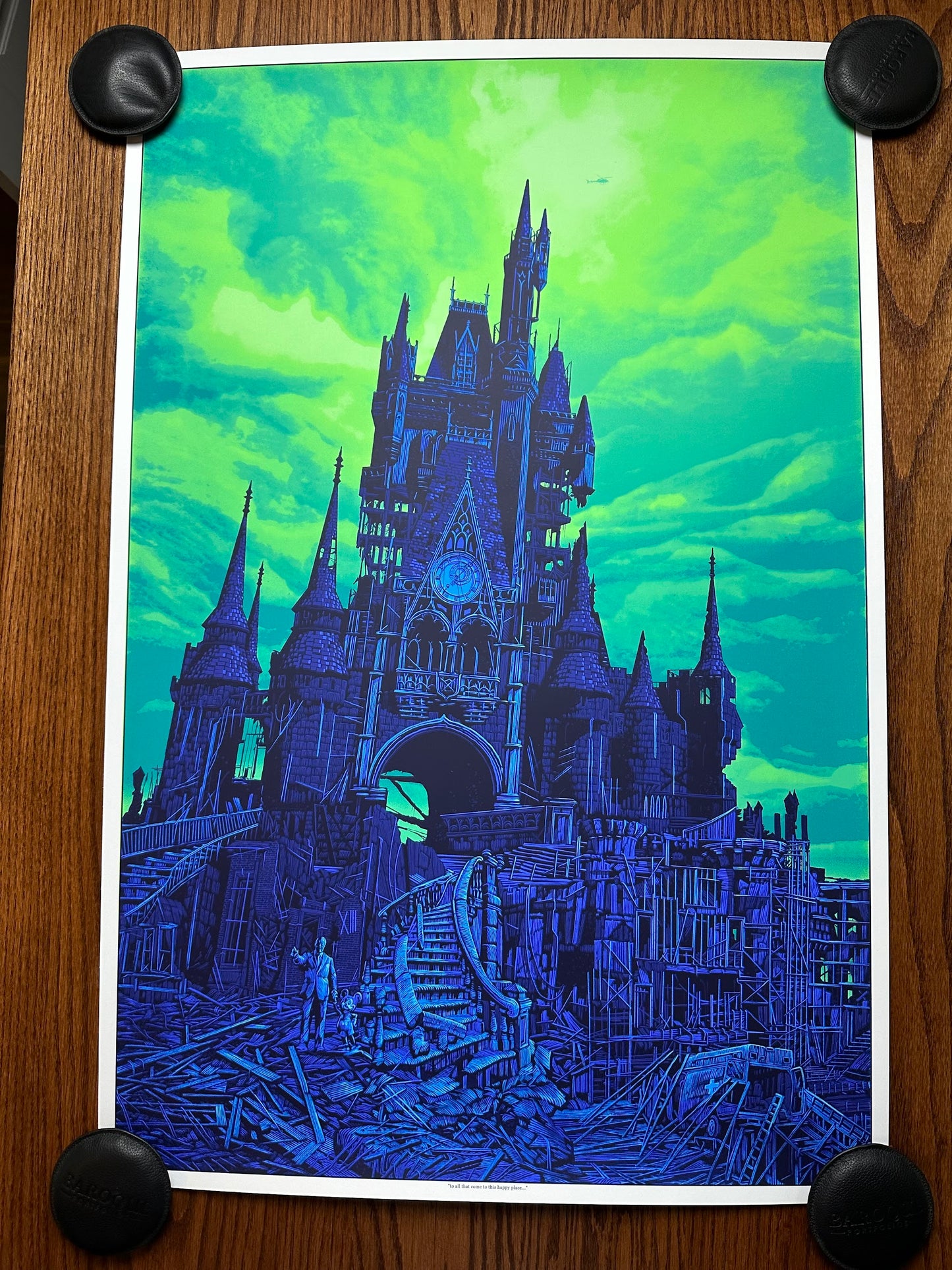 Daniel Danger – Disney Castle "To All That Come to the Happy Place" Green Variant, 24 x 36 in, poster
