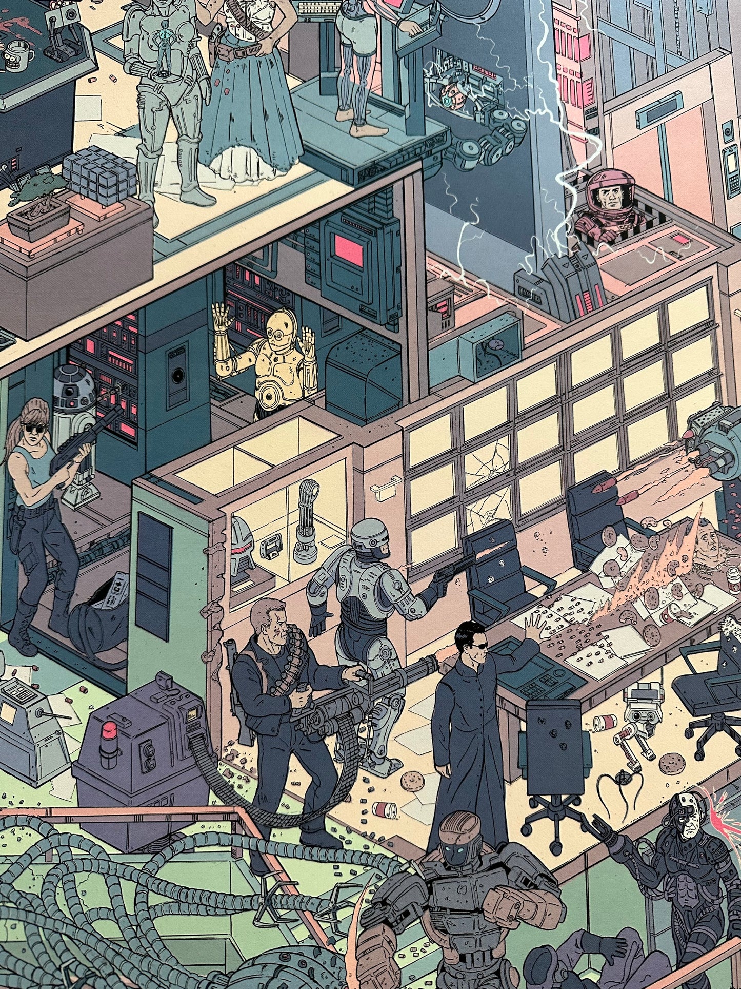 Laurie Greasley – The Raid 3 Scourge of the Machines, 24 x 36 in, poster, image 7