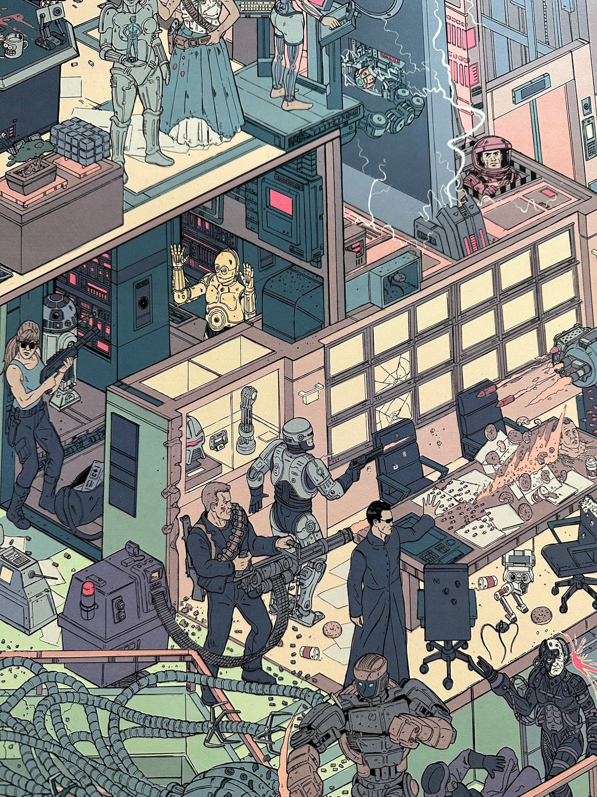 Laurie Greasley – The Raid 3 Scourge of the Machines, 24 x 36 in, poster, image 7
