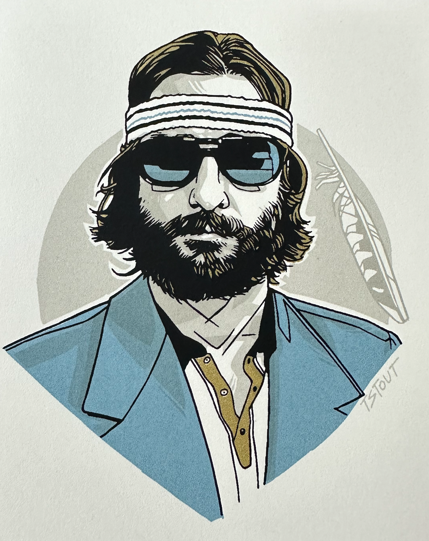 Tyler Stout – Pros and Cons Series XII Richie Tenenbaum Blue Handbill, 4 x 5 in, art print, image 3