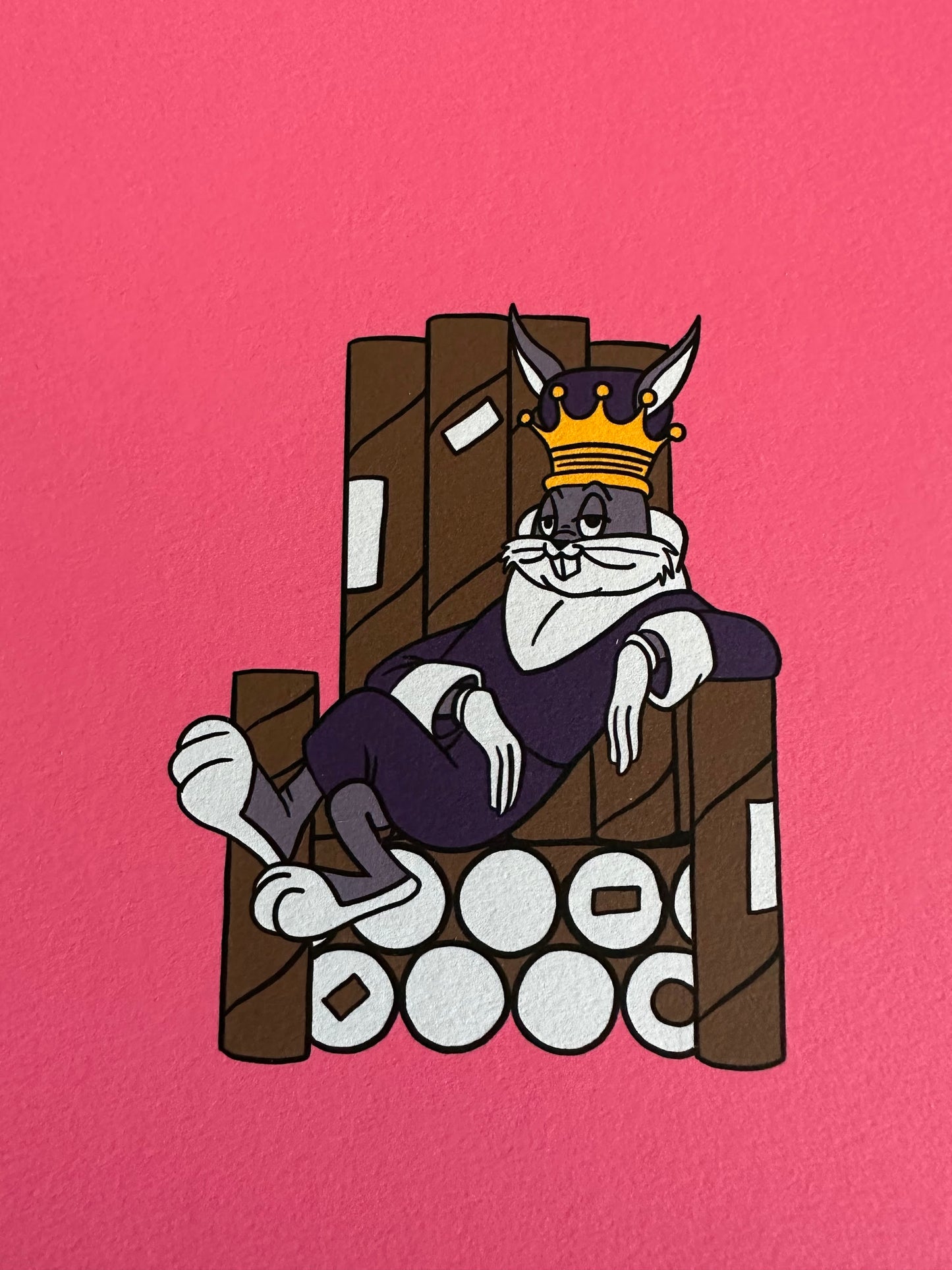 Raid71 – Bugs Bunny on Tube Throne, 10 x 10 in, art print