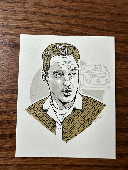Tyler Stout – Pros and Cons Series XII Dignan Gold Handbill, 4 x 5 in, art print