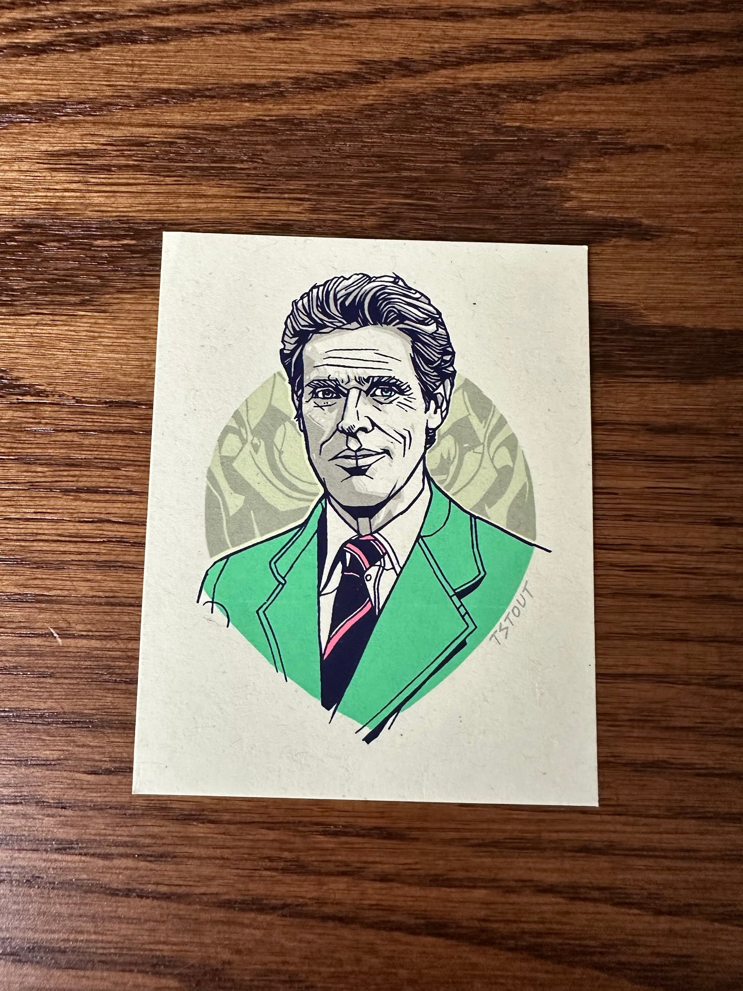 Tyler Stout – Pros and Cons Series X Norman Osborn Handbill Green, 4 x 5 in, art print