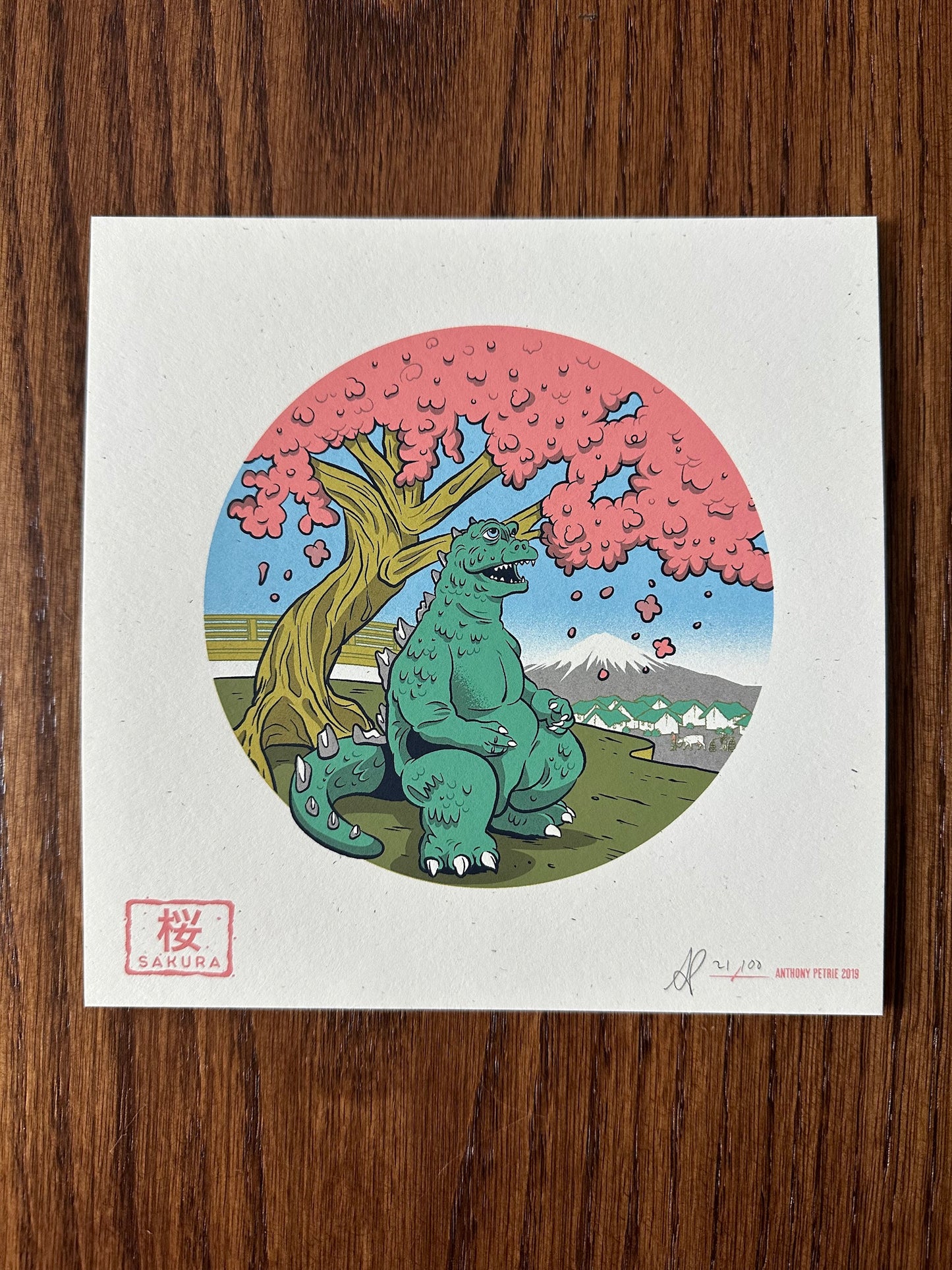 Anthony Petrie – Strange Beast Sakura, 7 x 7 in, art print
