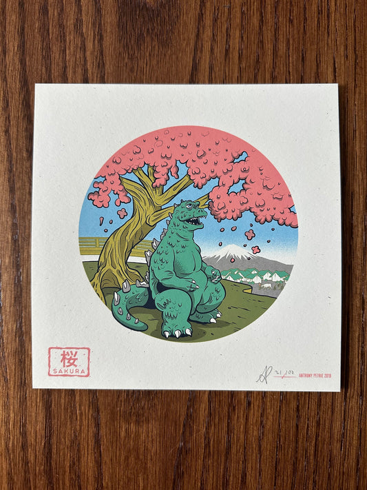 Anthony Petrie – Strange Beast Sakura, 7 x 7 in, art print