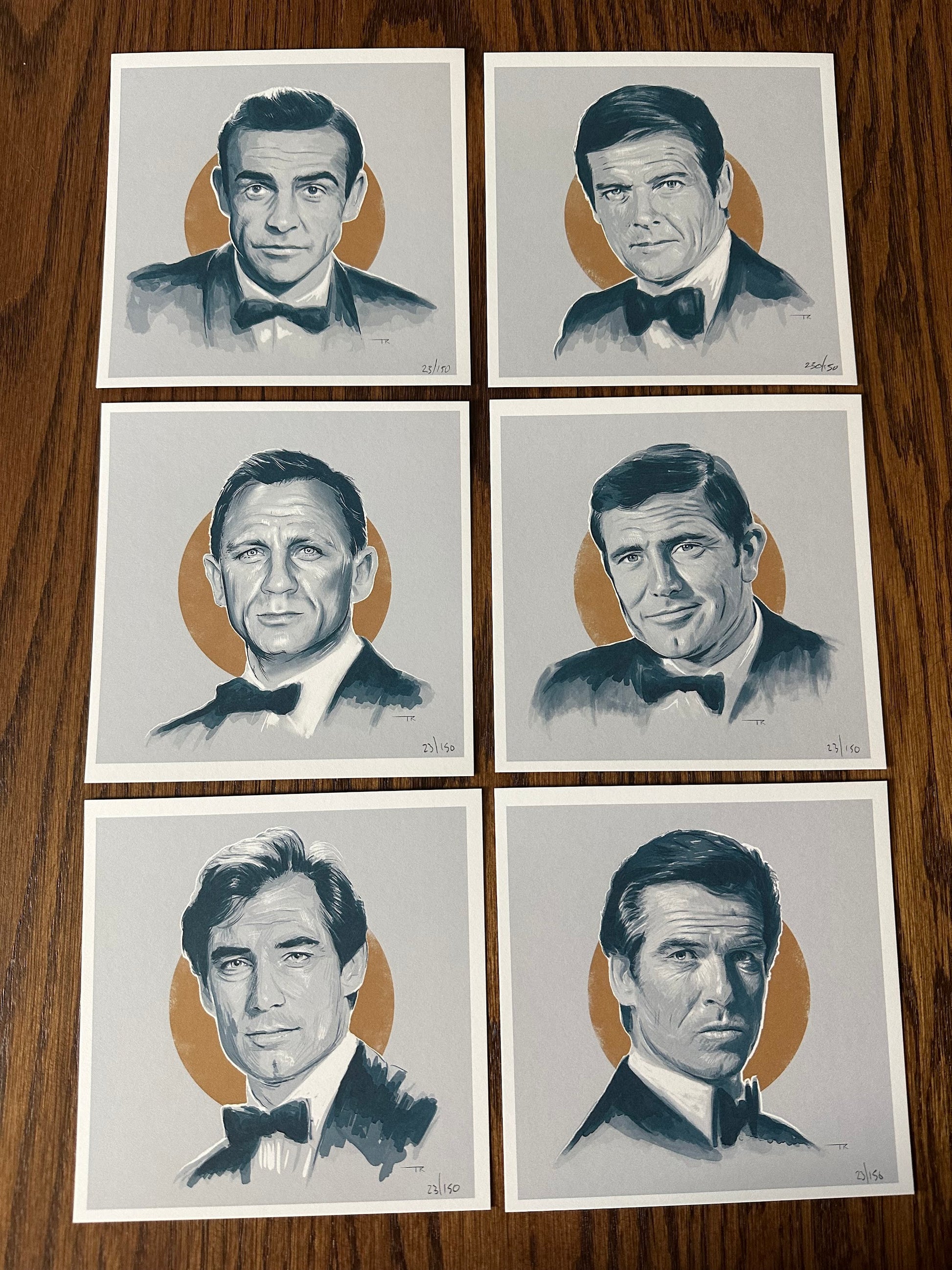 Tom Ralston - James Bond Portrait Set of 6 6x6 art print