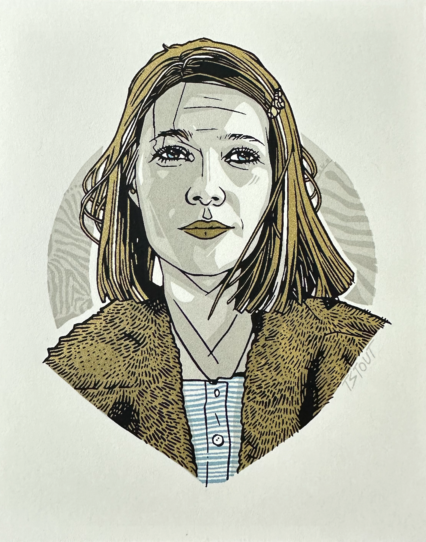 Tyler Stout – Pros and Cons Series XII Margot Tenenbaum Gold Handbill, 4 x 5 in, art print, image 3