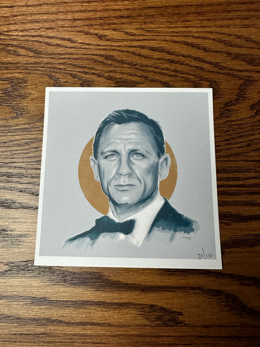 Tom Ralston – James Bond 007 Daniel Craig Portrait, 6 x 6 in, art print