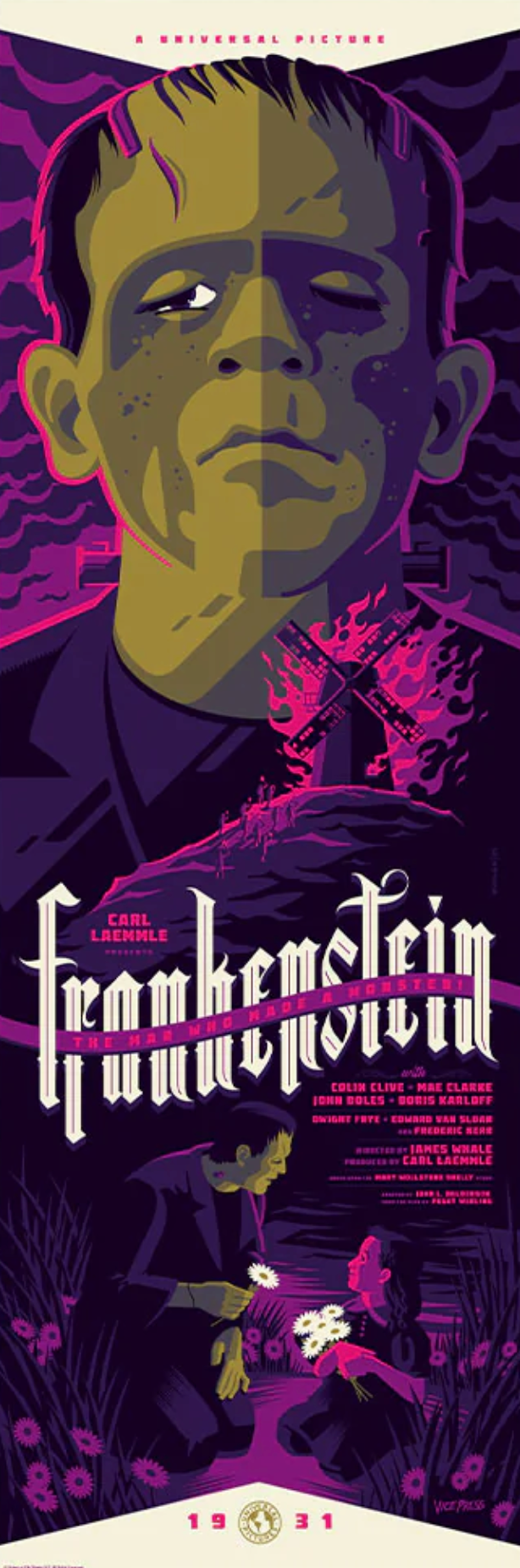 Tom Whalen – Frankenstein, 12 x 36 in, art print, image 8