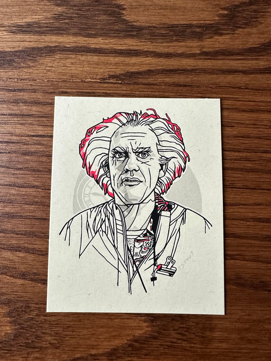 Tyler Stout – Pros and Cons Series XI Doc Brown Red Hair, 4 x 5 in, art print