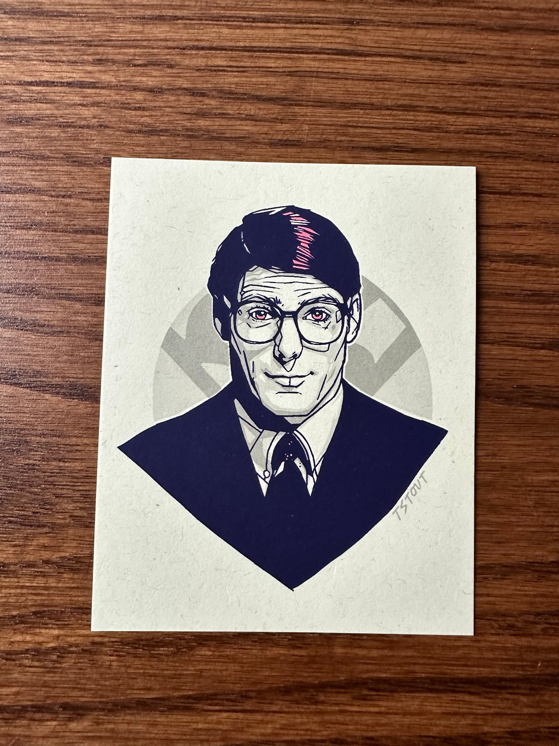 Tyler Stout – Pros and Cons Series X Clark Kent Handbill, 4 x 5 in, art print
