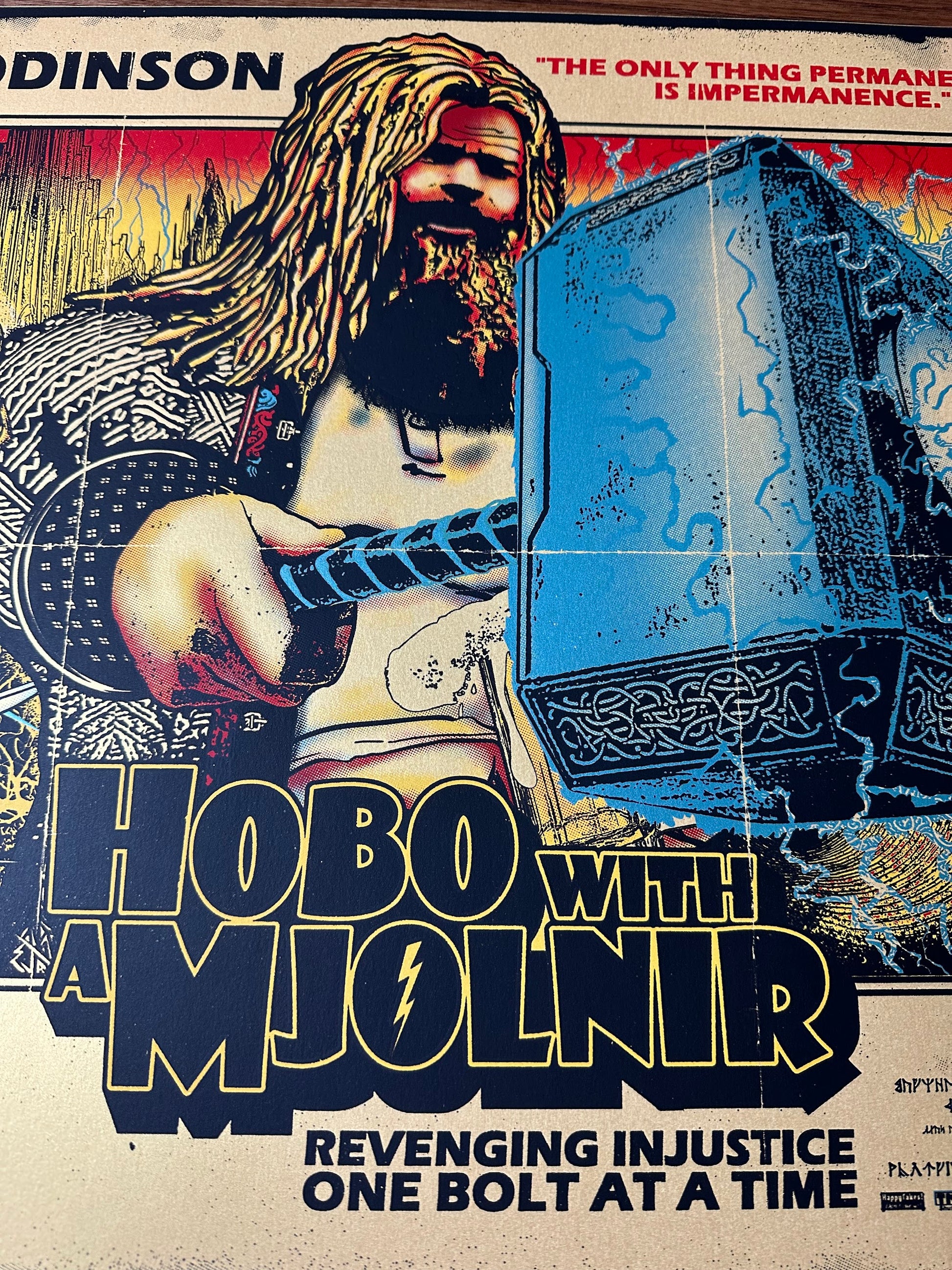 EJR – Hobo with Mjolnir Gold Variant, 24 x 18 in, art print, image 2