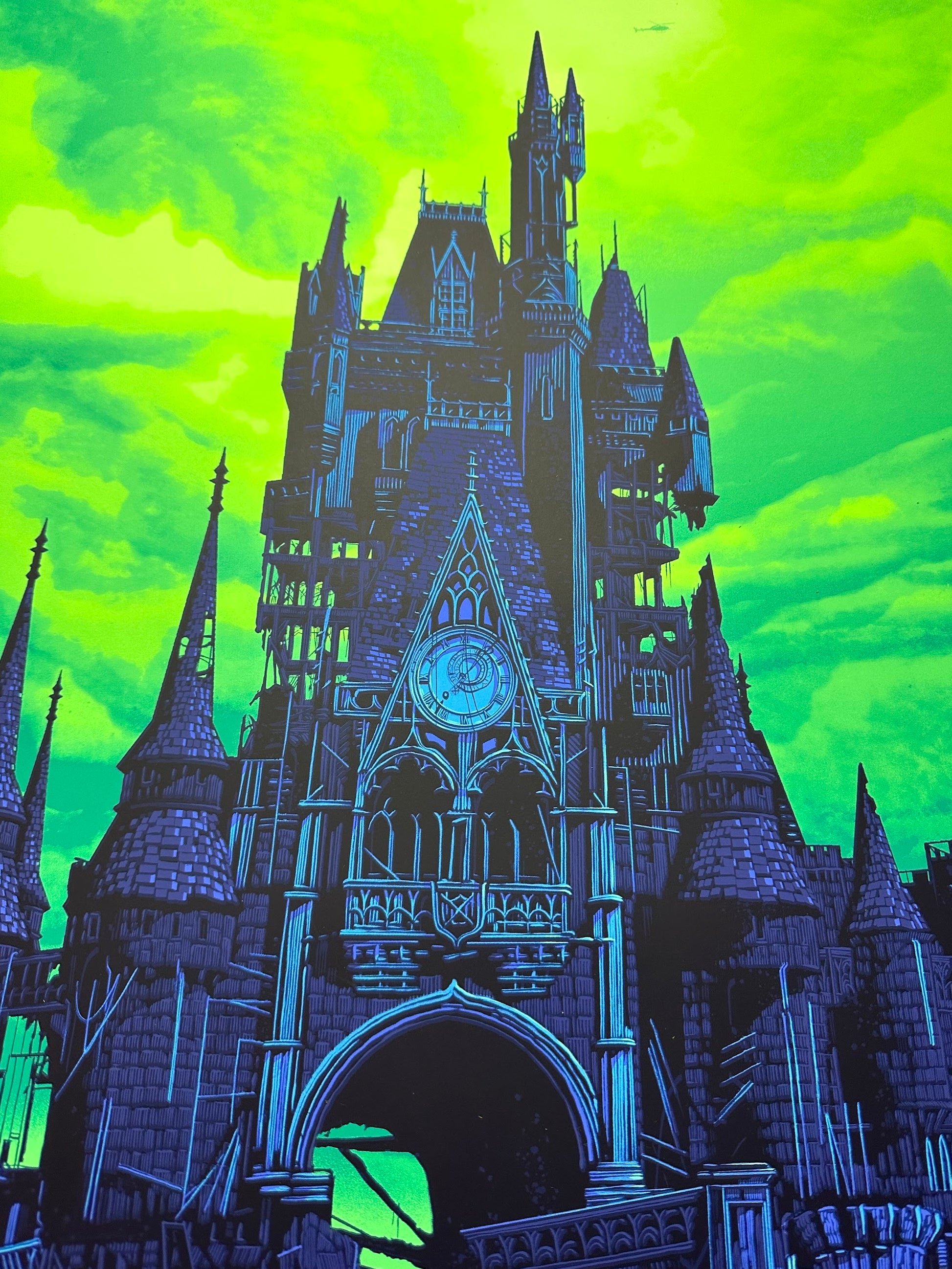 Daniel Danger – Disney Castle "To All That Come to the Happy Place" Green Variant, 24 x 36 in, poster, image 3