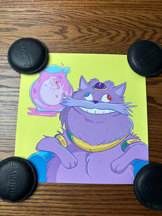 Jesse Clark – Cat King, 12 x 12 in, art print