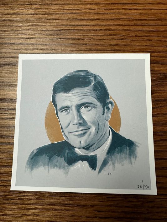 Tom Ralston – James Bond 007 George Lazenby Portrait, 6 x 6 in, art print