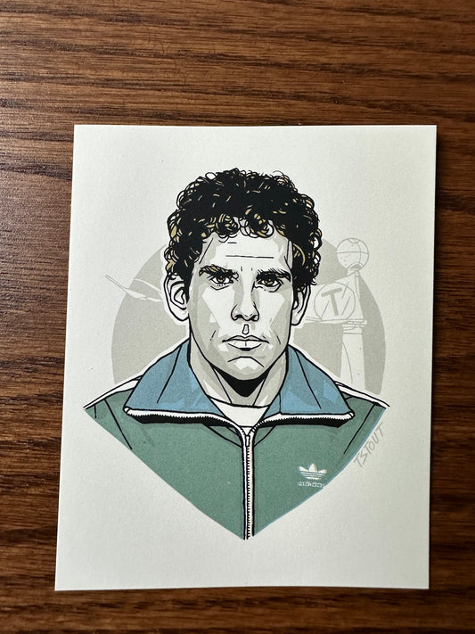 Tyler Stout – Pros and Cons Series XII Chas Tenenbaum Green Handbill, 4 x 5 in, art print