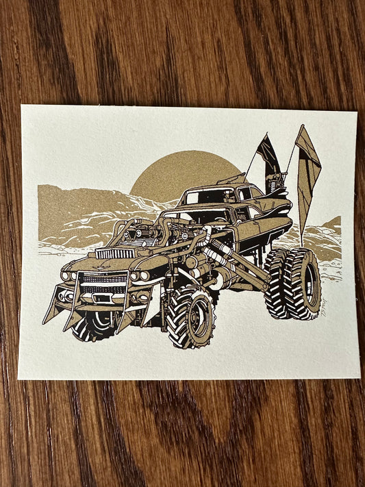 Tyler Stout - Mad Max Fury Road Vehicles Handbill 4x5 art print