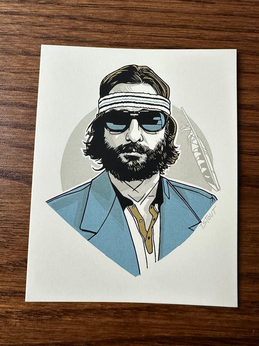 Tyler Stout – Pros and Cons Series XII Richie Tenenbaum Blue Handbill, 4 x 5 in, art print