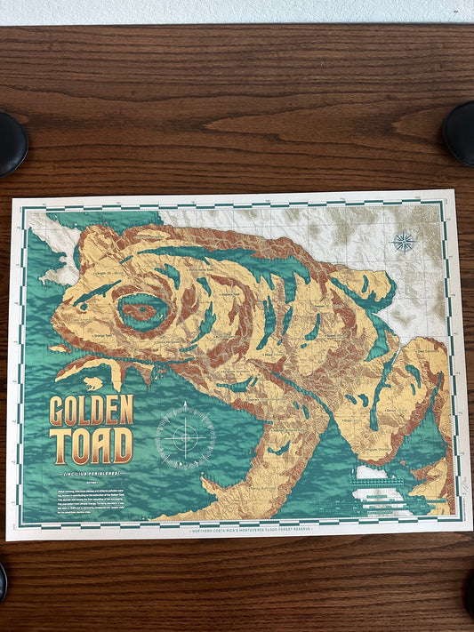 Anthony Petrie – Golden Toad Map, 18 x 24 in, art print