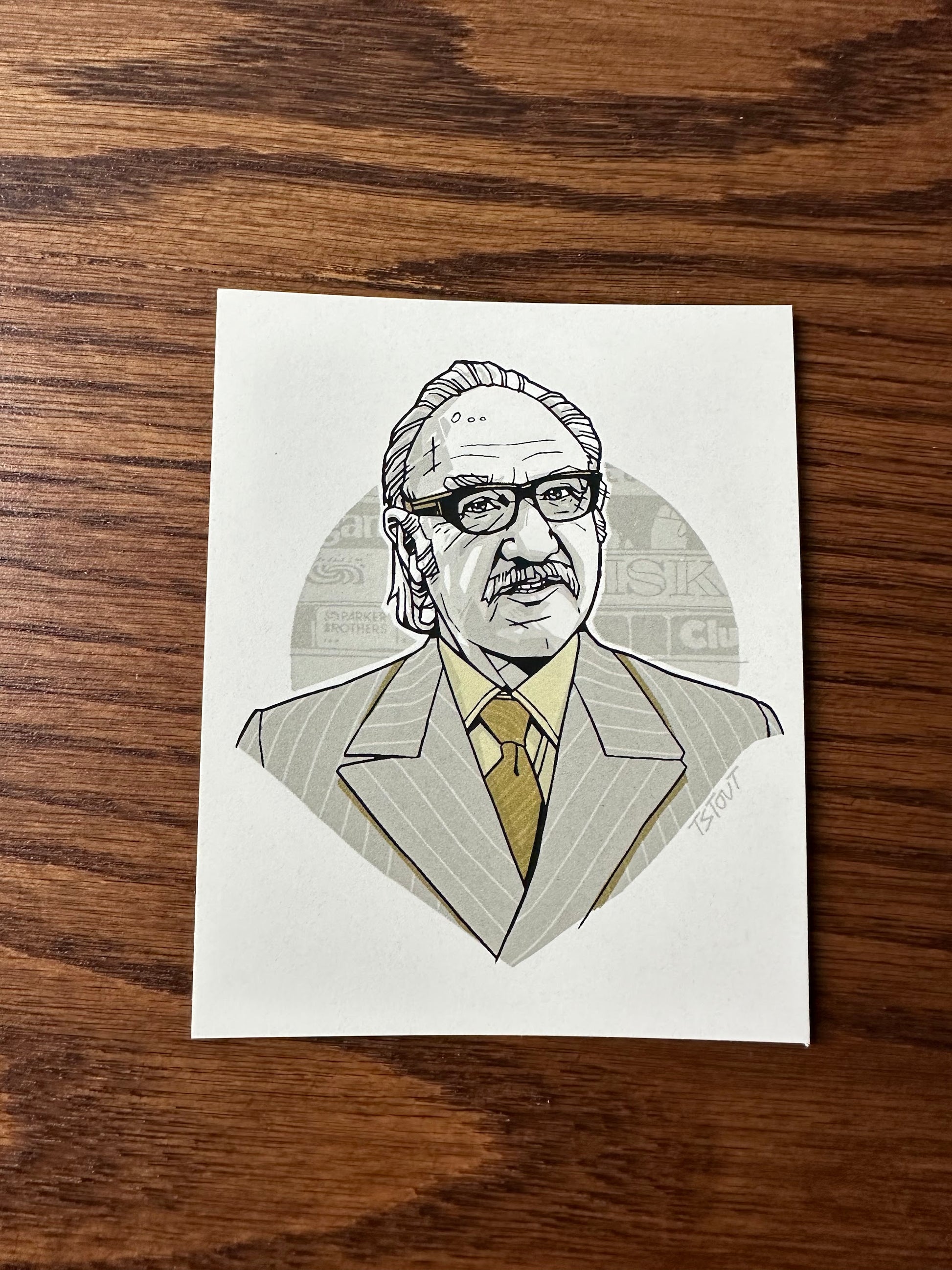 Tyler Stout – Pros and Cons Series XII Royal Tenenbaum Gold Handbill, 4 x 5 in, art print
