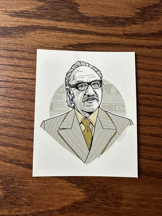 Tyler Stout – Pros and Cons Series XII Royal Tenenbaum Gold Handbill, 4 x 5 in, art print