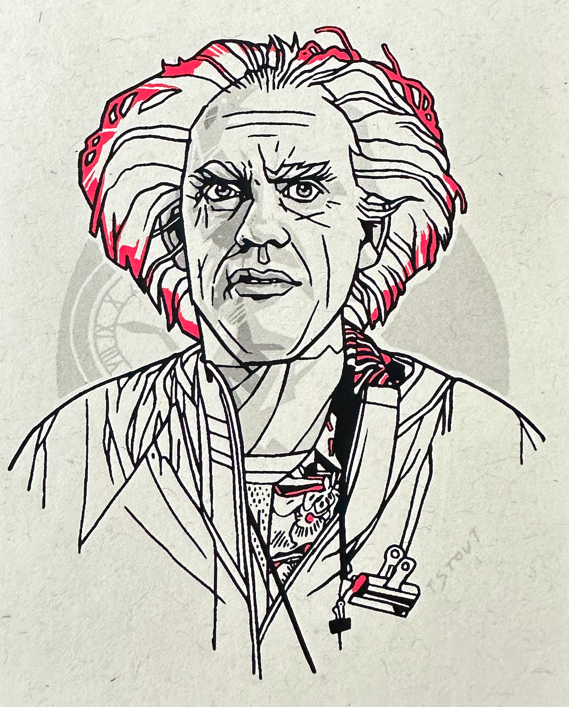 Tyler Stout – Pros and Cons Series XI Doc Brown Red Hair, 4 x 5 in, art print, image 3