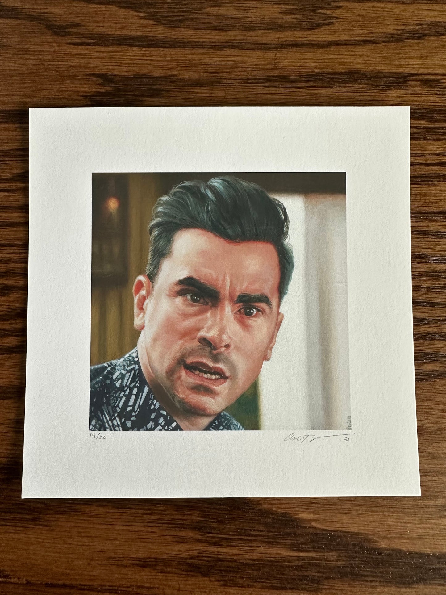 Ashton Gallagher – Schitt's Creek David Rose Portrait, 6 x 6 in, art print