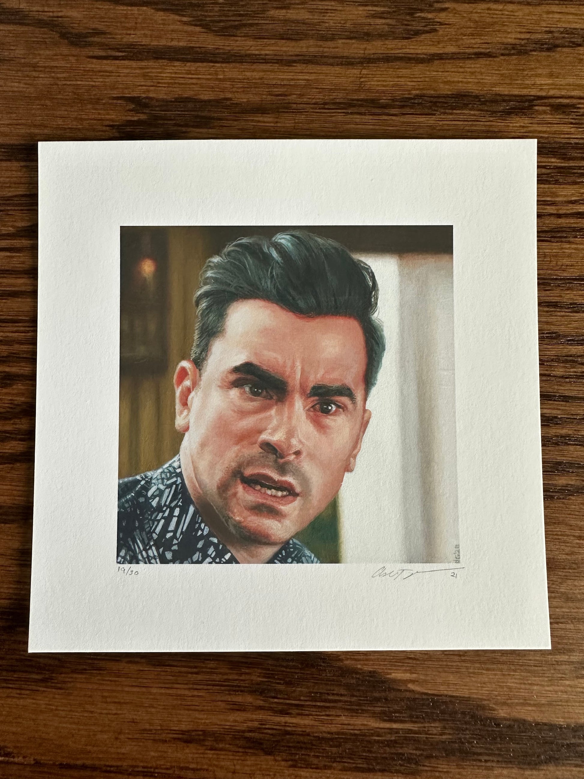 Ashton Gallagher – Schitt's Creek David Rose Portrait, 6 x 6 in, art print
