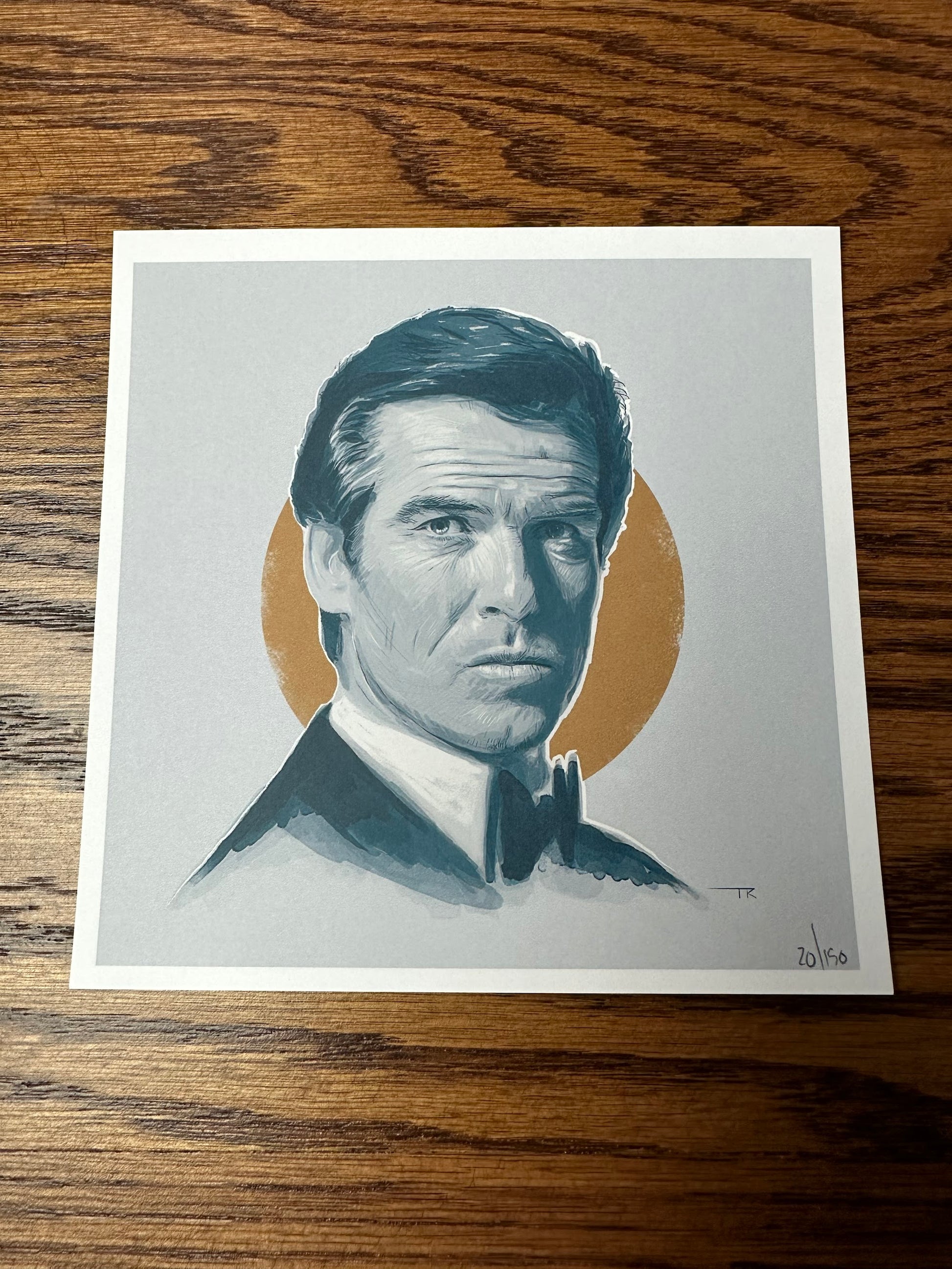 Tom Ralston – James Bond 007 Pierce Brosnan Portrait, 6 x 6 in, art print