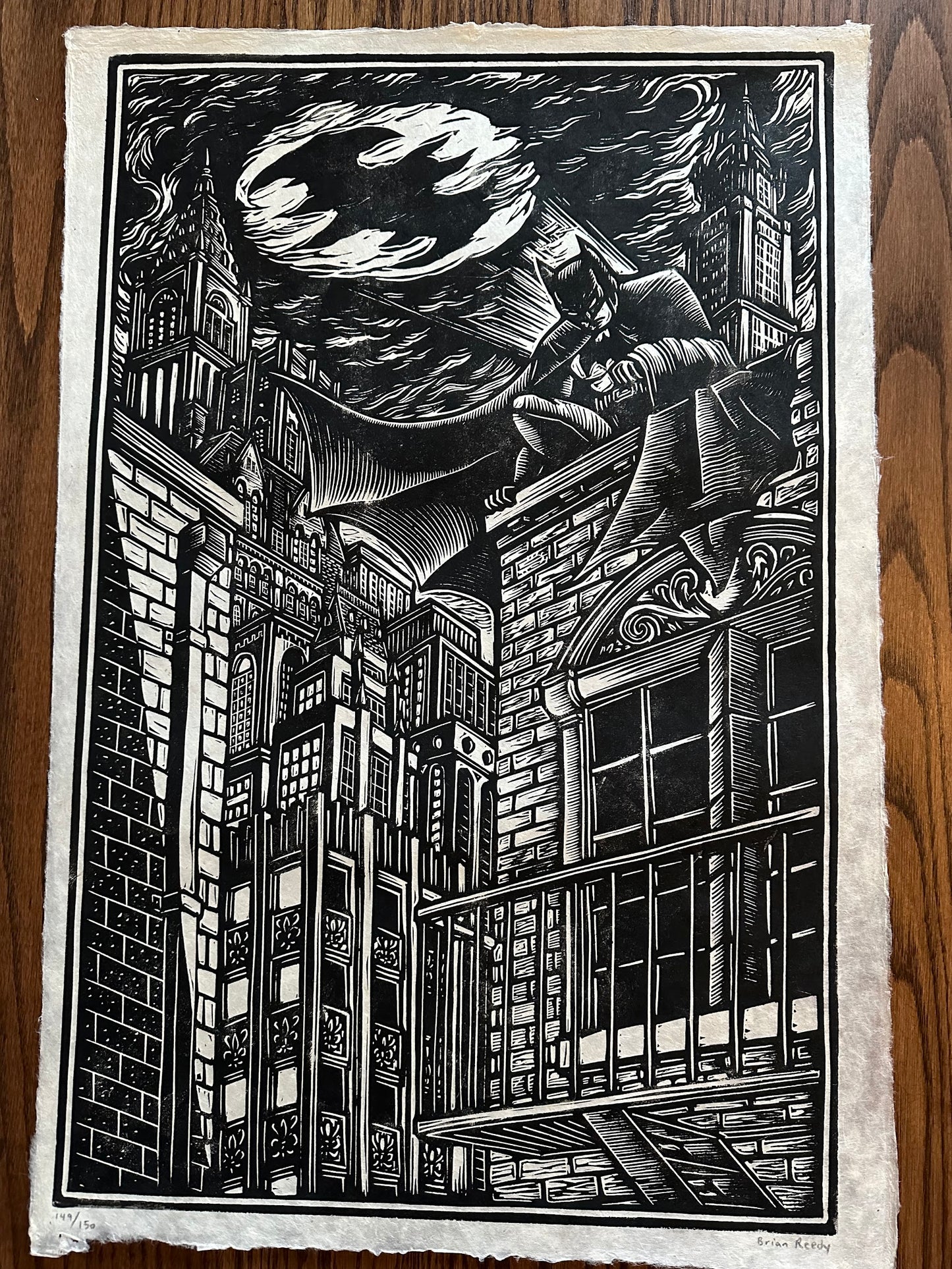 Brian Reedy – Batman Crime Alley Linocut, 20 x 30 in, art print, image 2