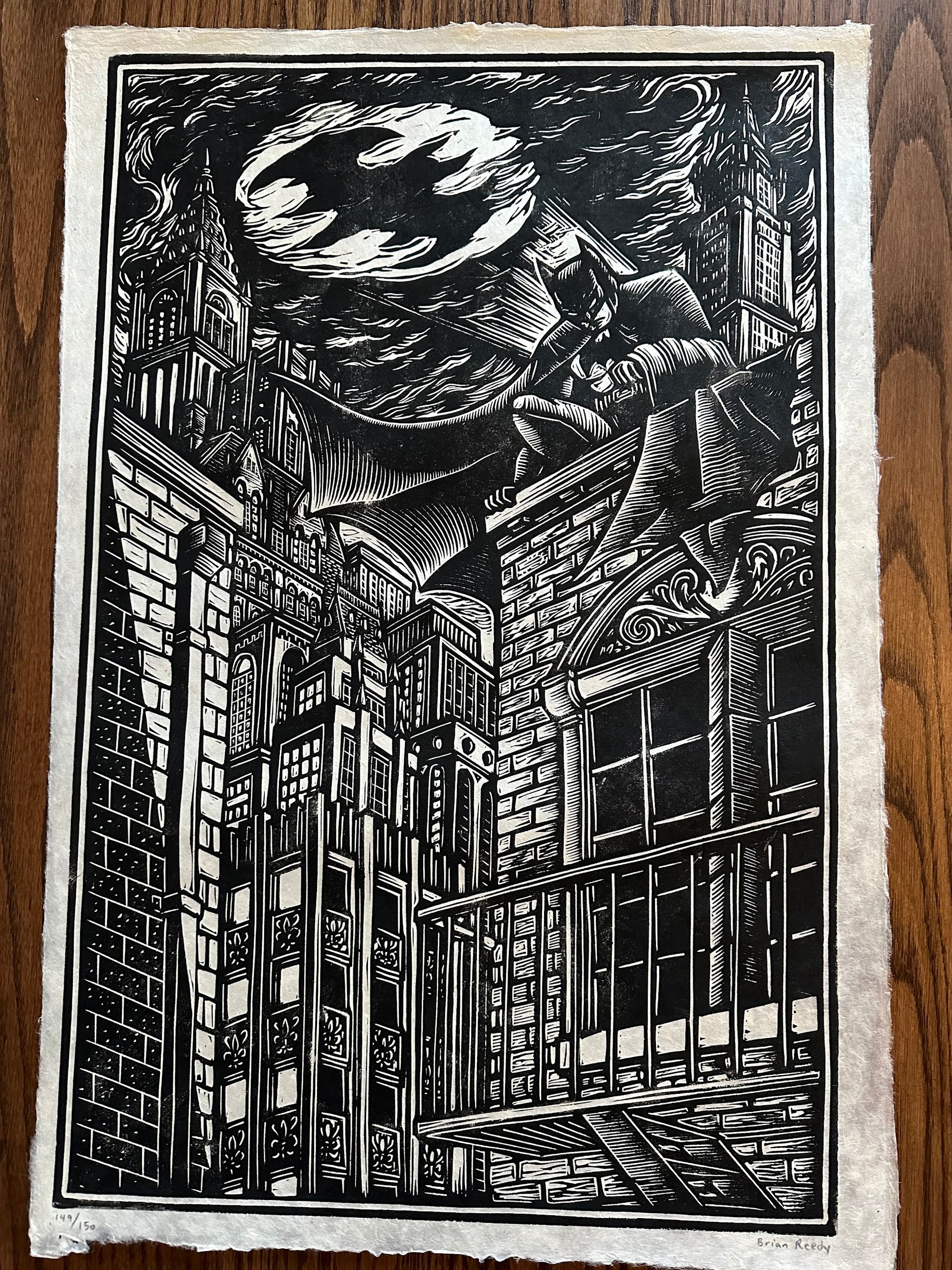 Brian Reedy – Batman Crime Alley Linocut, 20 x 30 in, art print, image 2