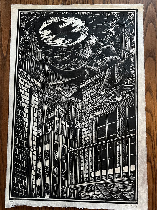 Brian Reedy – Batman Crime Alley Linocut, 20 x 30 in, art print, image 2
